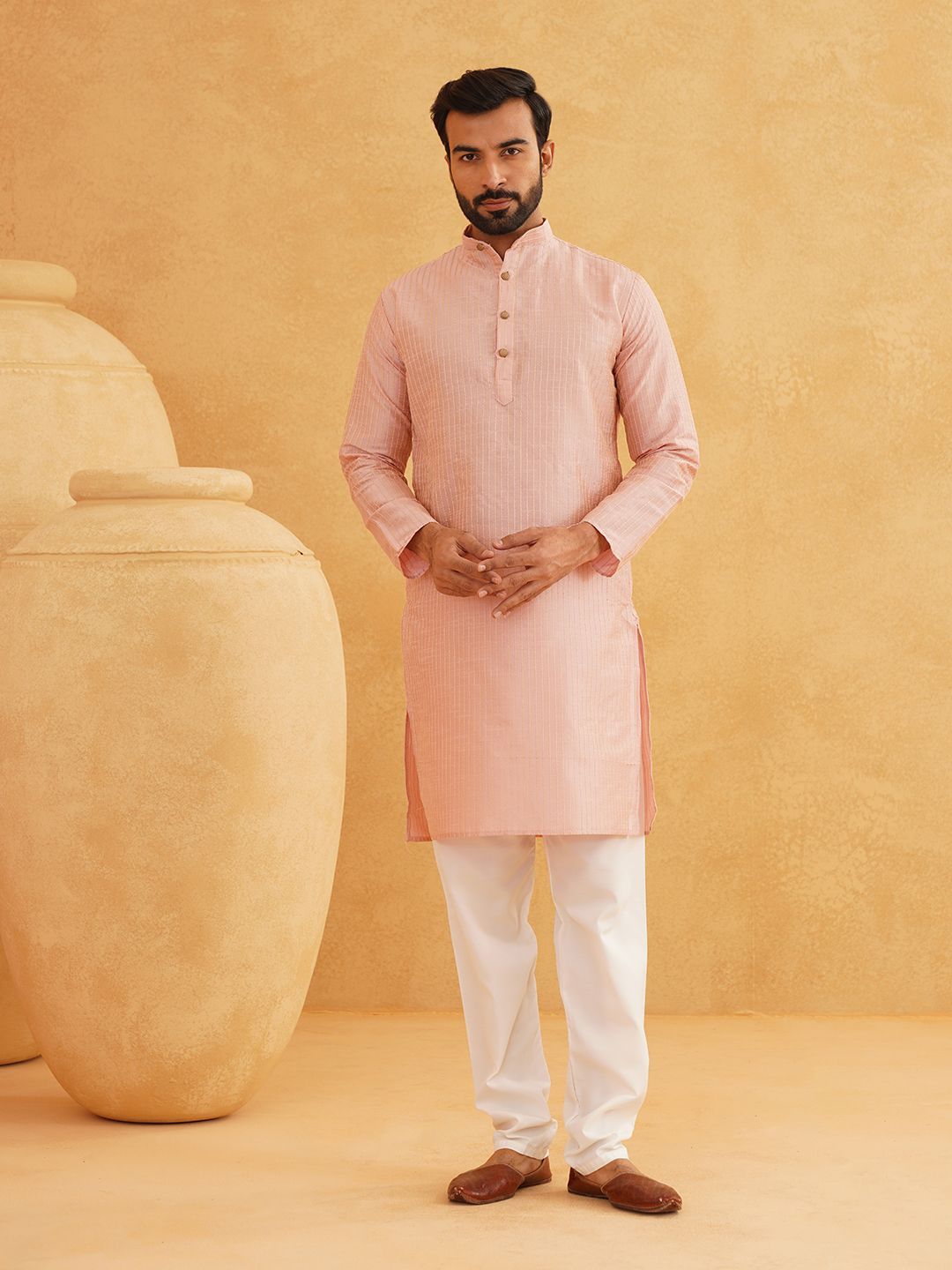 SOJANYA Lelaki Regular Thread Work Kurta with Churidar