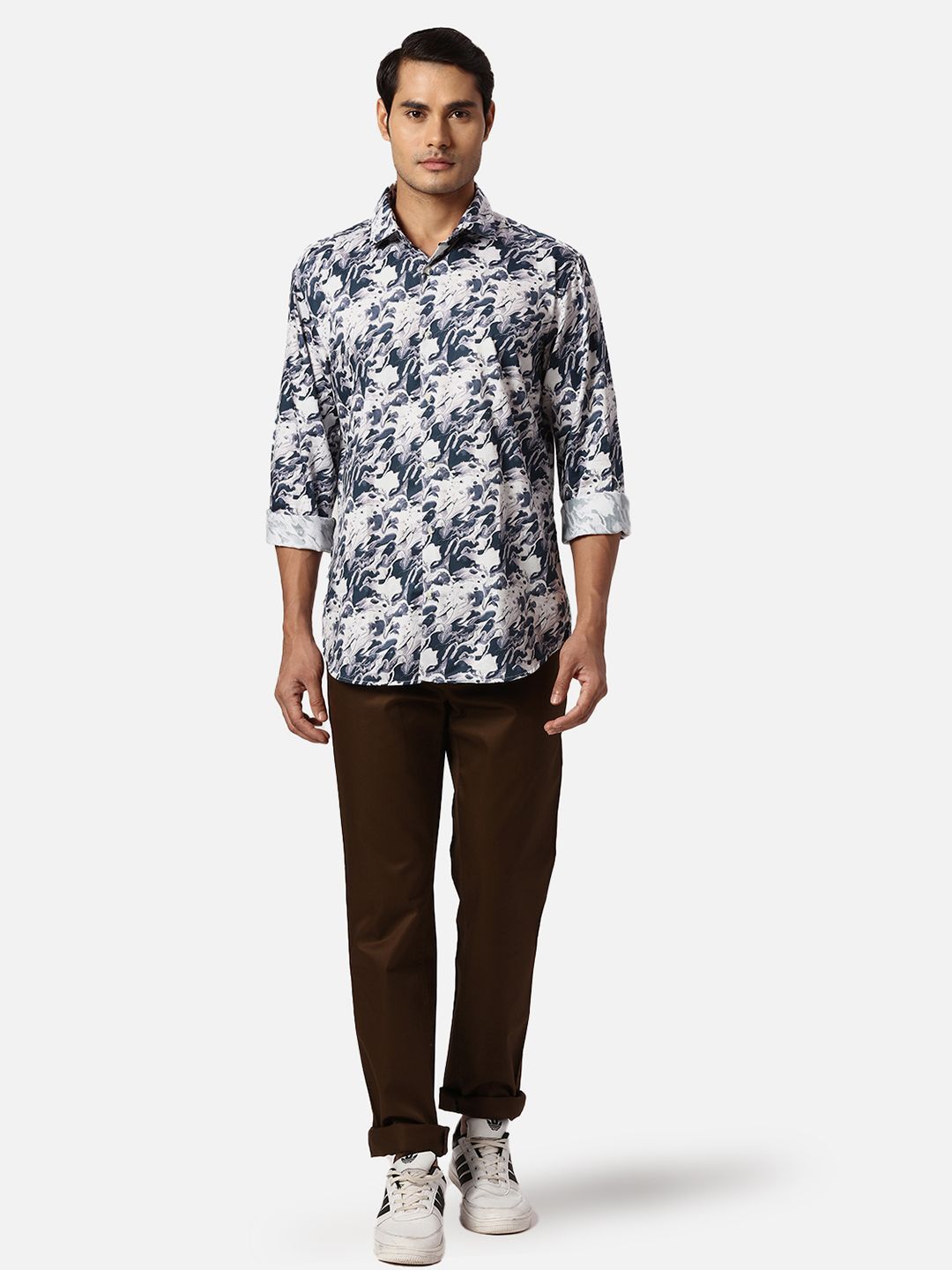 Park Avenue Men Spread Collar Abstract Printed Cotton Slim Fit Casual Shirt