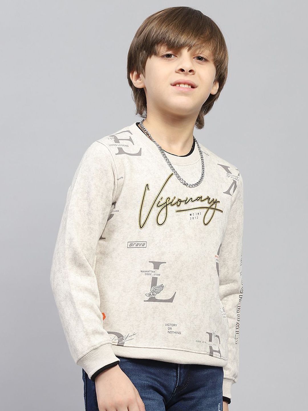 Monte Carlo Boys Round Neck Typography Printed Sweatshirt