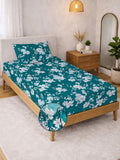 KLOTTHE Green Floral Printed 300 TC Single  Bedsheets