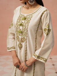 Kurta Sulam Benang Sulam Wanita Rumah Chikankari