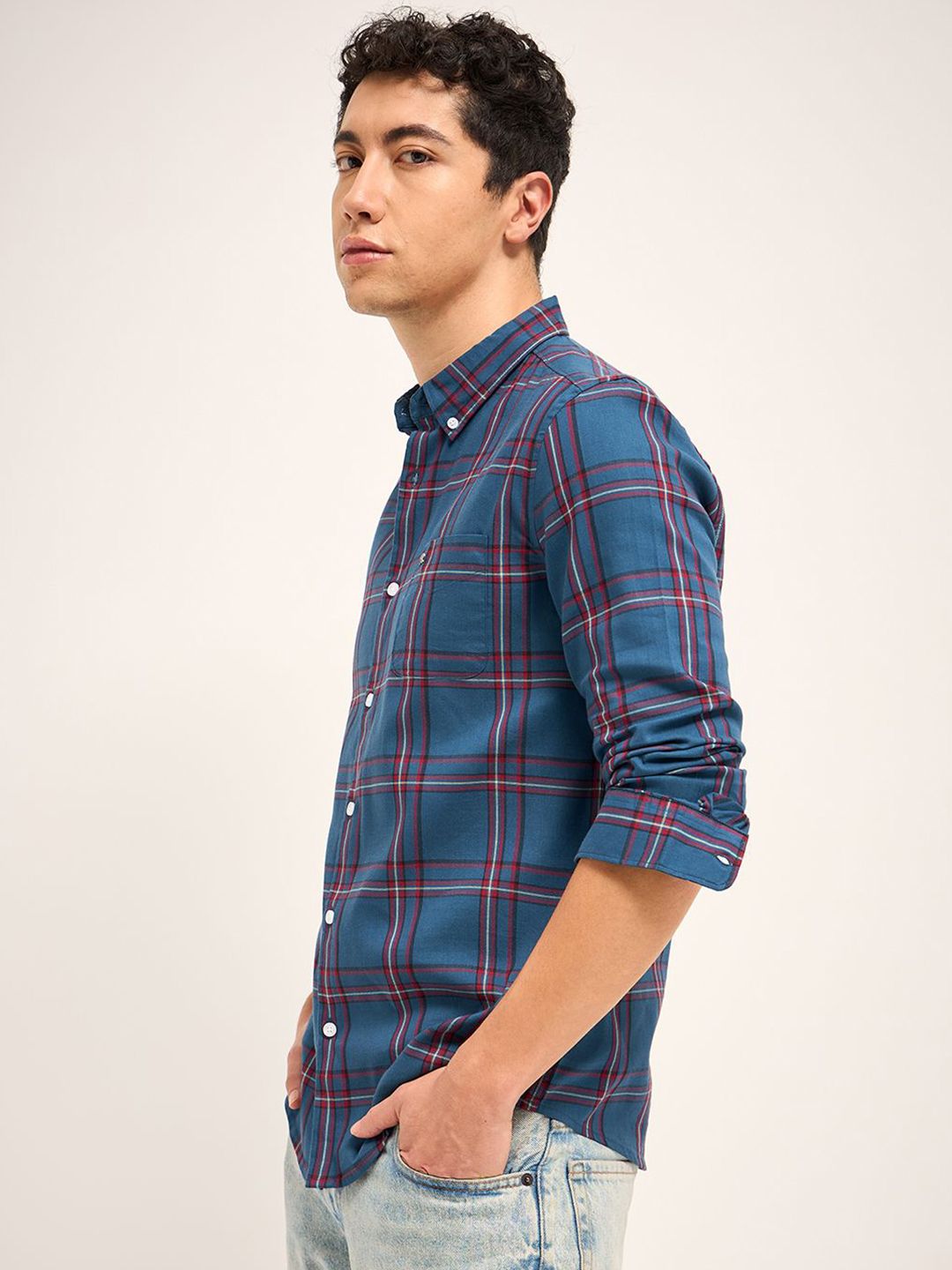 THE BEAR HOUSE Men Tartan Checked Slim Fit Casual Shirt