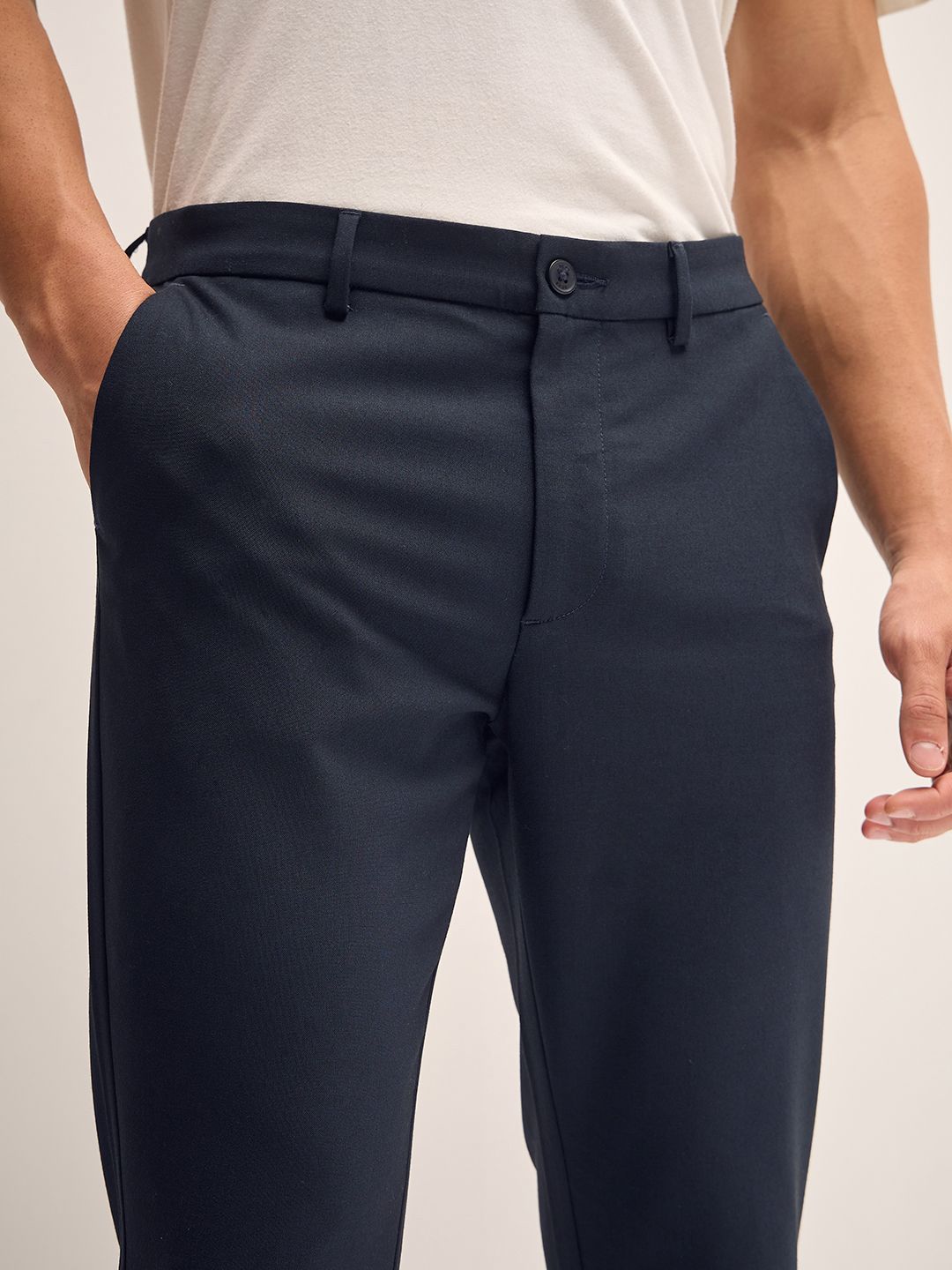 THE BEAR HOUSE Men Mid-Rise Slim Fit Formal Trousers