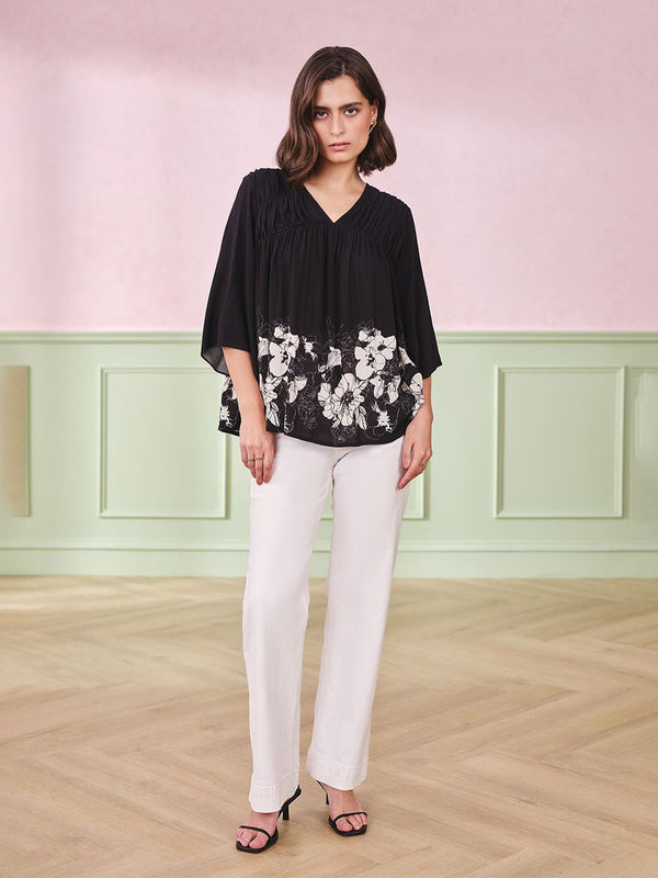 AND Women Floral Print V-Neck Top