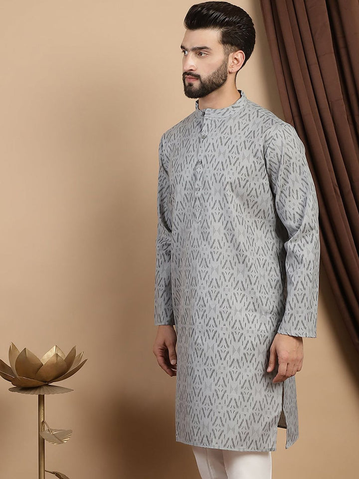 Anouk Mandarin Collar Long Sleeves Ethnic Motifs Cotton Kurta