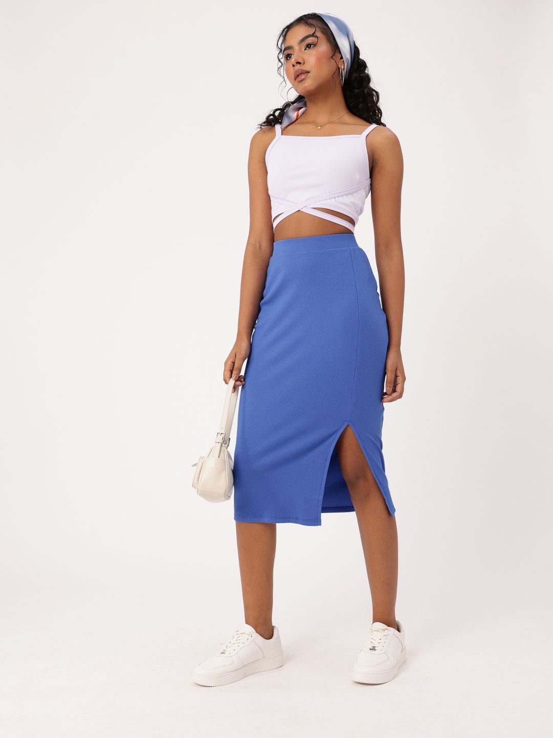 DressBerry Werk It Wednesday Ribbed Bodycon Midi Skirt