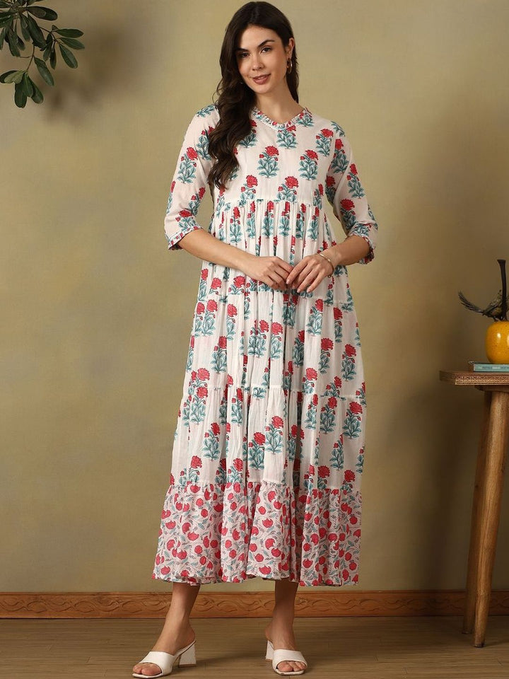 Mamicha Floral Print A-Line Maxi Dress