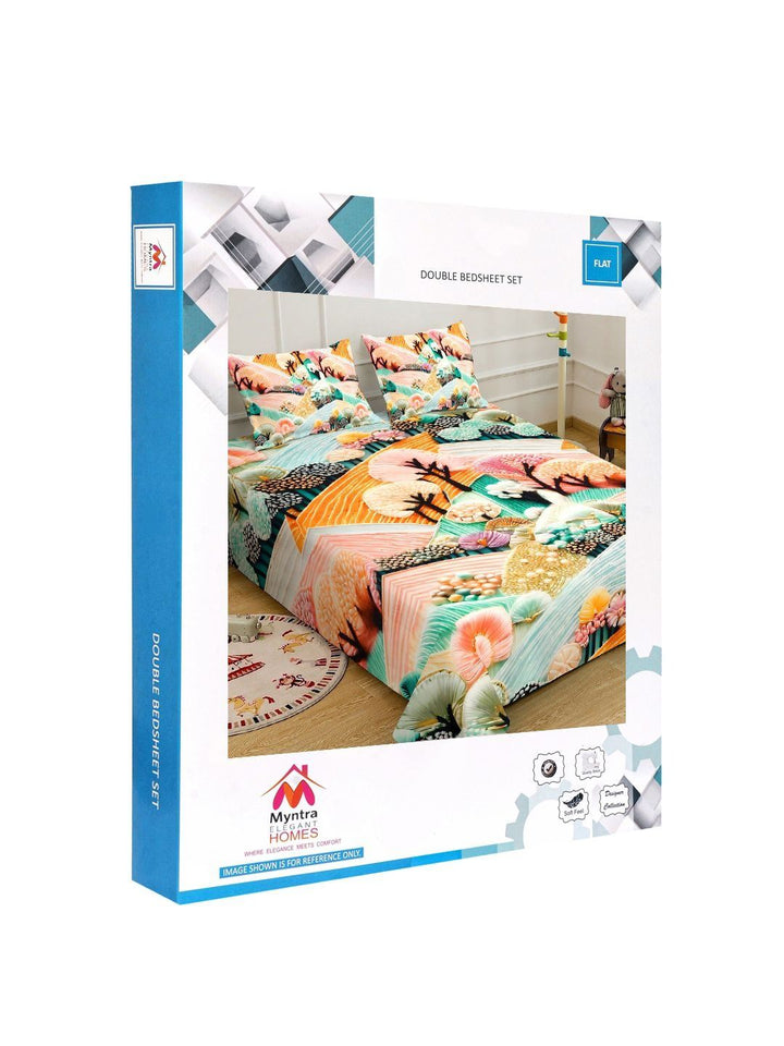 Myntra Elegant Homes Multicoloured 300 TC King Bedsheet with 2 Pillow Covers