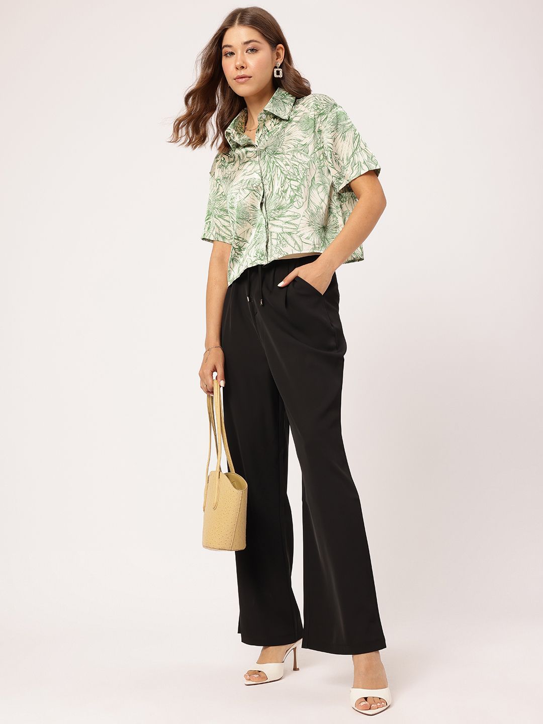 DressBerry Modern Grunge Satin Finish Floral Printed Shirt