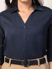 Style Quotient Women Smart Spread Collar Solid Formal Shirt