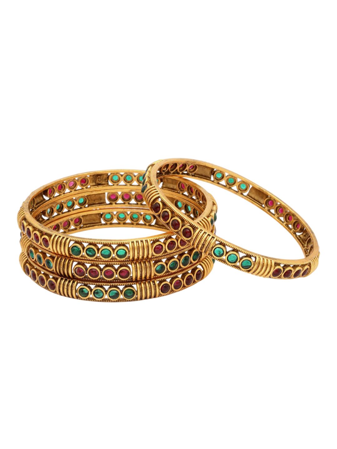 Set PANASH 4 Gelang Antik Buatan Tangan Bersalut Emas 24CT