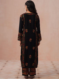Rumah Chikankari Kurta Chikankari Biasa Wanita dengan Seluar