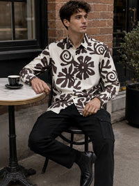 Eszett Floral Printed Long Sleeves Spread Collar Pure Cotton Regular Fit Casual Shirt