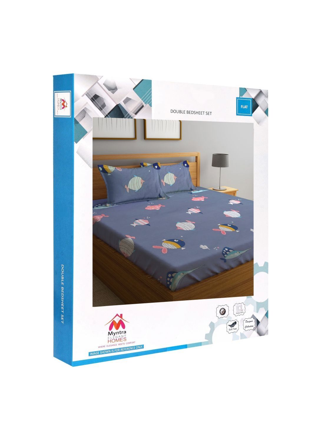 Myntra Elegant Homes Bercetak Kelabu & Putih Set Cadar King 300 TC 2.5 m x 2.2 m
