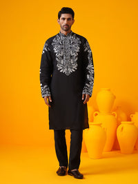 SOJANYA LUXE Kurta Lurus Kolar Mandarin Sulam Bunga Labuci