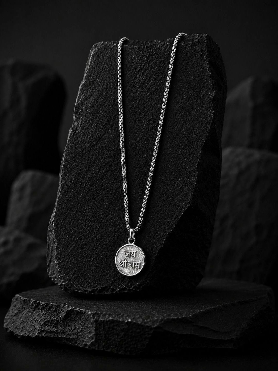 PANASH Men Brass Silver-Plated Oxidised Necklace