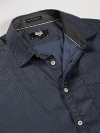 Thomas Scott Men Premium Spread Collar Micro Ditsy Printed Cotton Casual Shirt