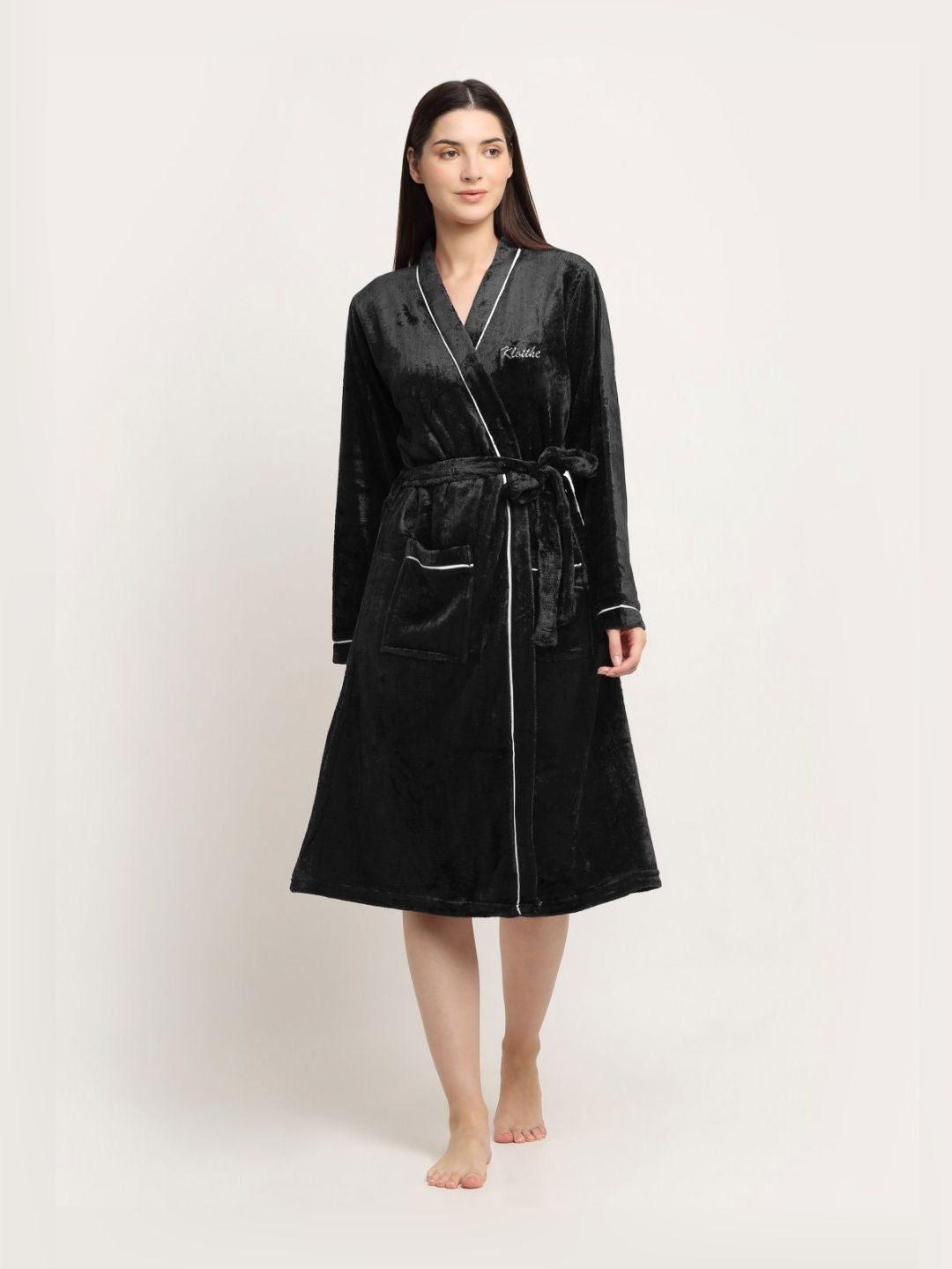 KLOTTHE Woolen Bath Robe With Belt