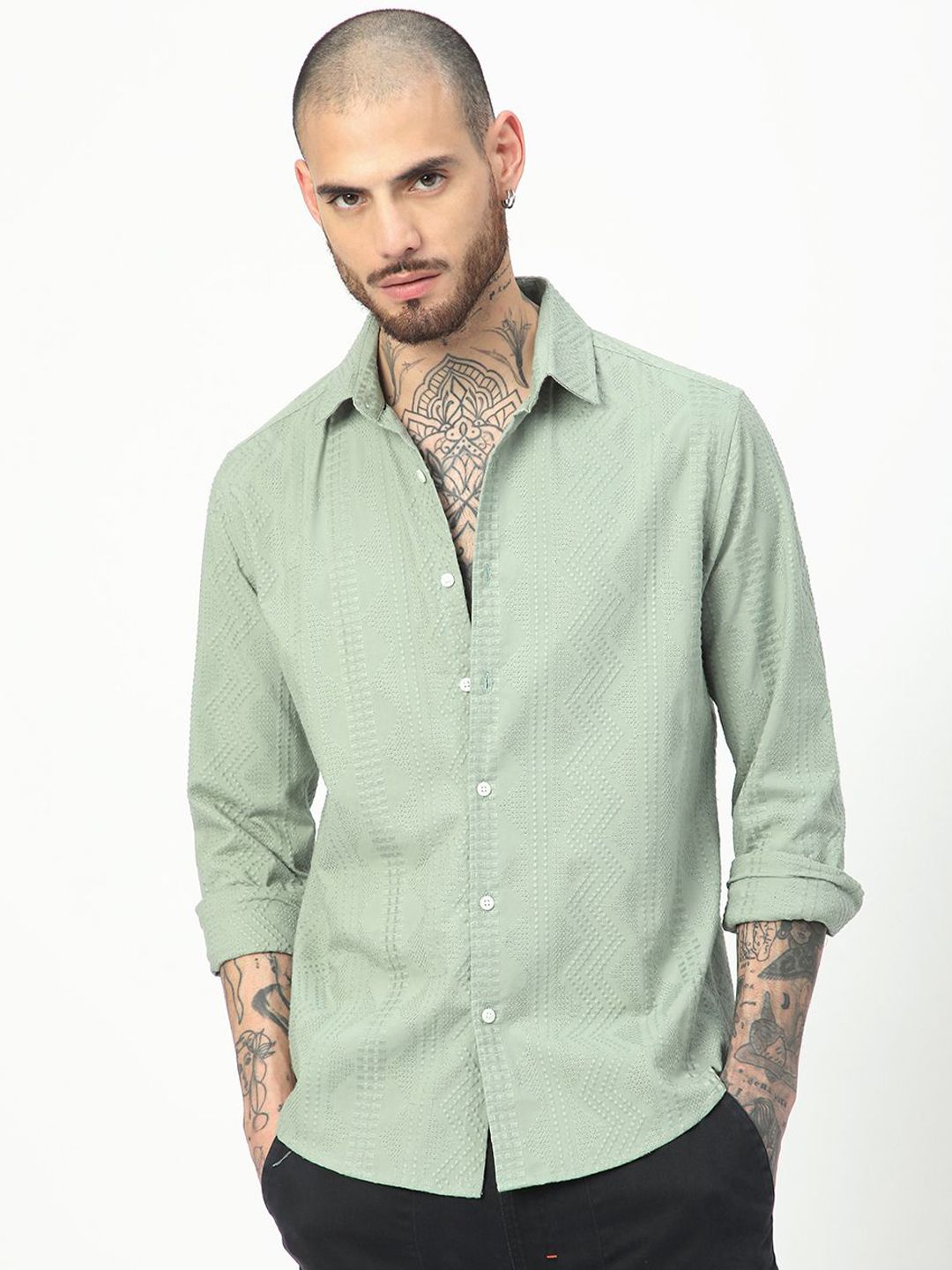 VASTRADO Men Classic Slim Fit Opaque Casual Shirt