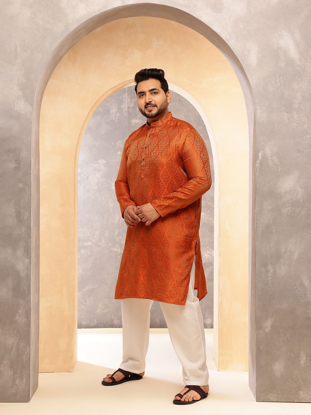SOJANYA PLUS Lelaki Kolar Mandarin Kurta