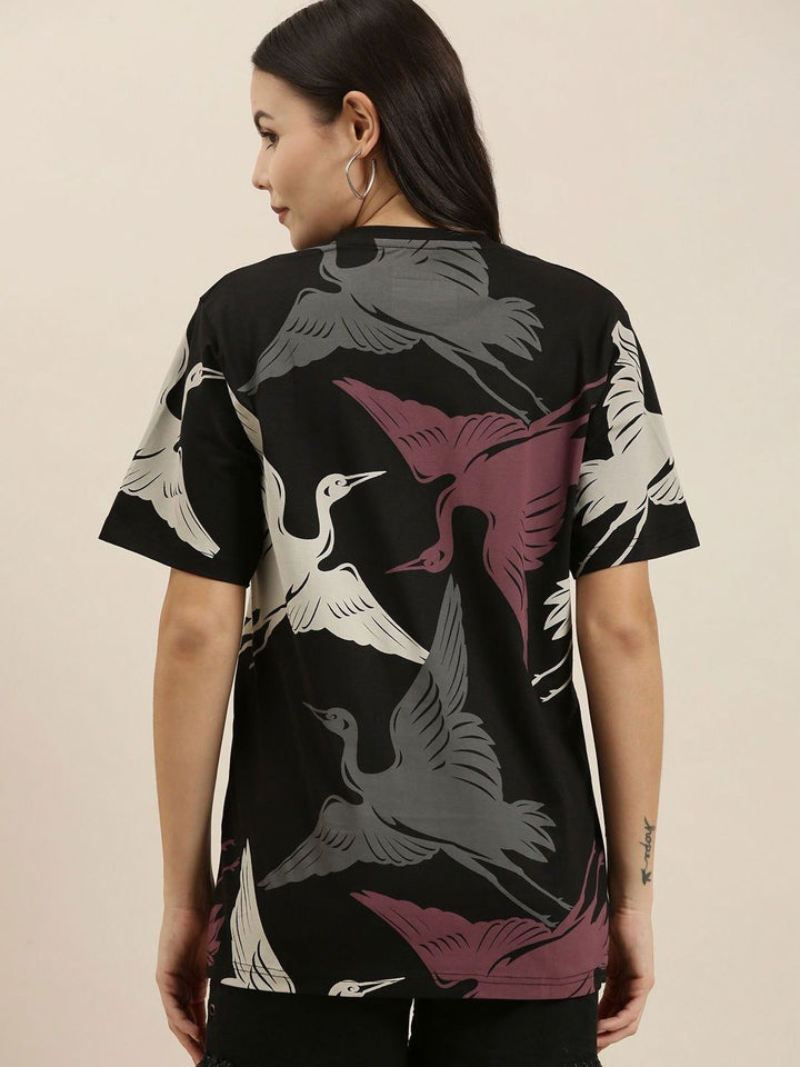 Difference of Opinion Women Conversational Printed Round Neck Cotton Oversized T-Shirt
