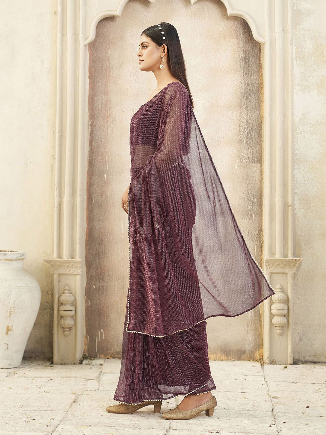 Tikhi Imli Lycra Ready to Wear Saree With Blouse Piece