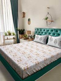 Myntra Elegant Homes Mustard Printed Cotton 400TC Set Cadar Super King 2.7 x 2.7 m