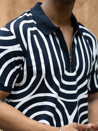 Powerlook Men Striped Polo Collar Pure Cotton T-shirt