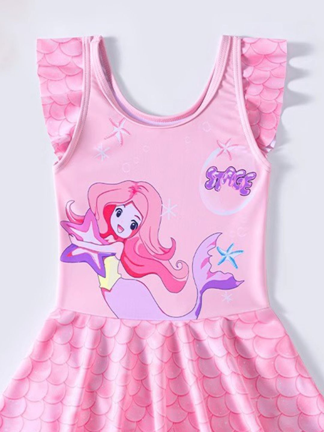 YK Girls Printed Round Neck Swim Dress