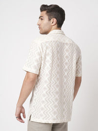 VASTRADO Pure Cotton Crochet Notch Collar Oversized Shirt