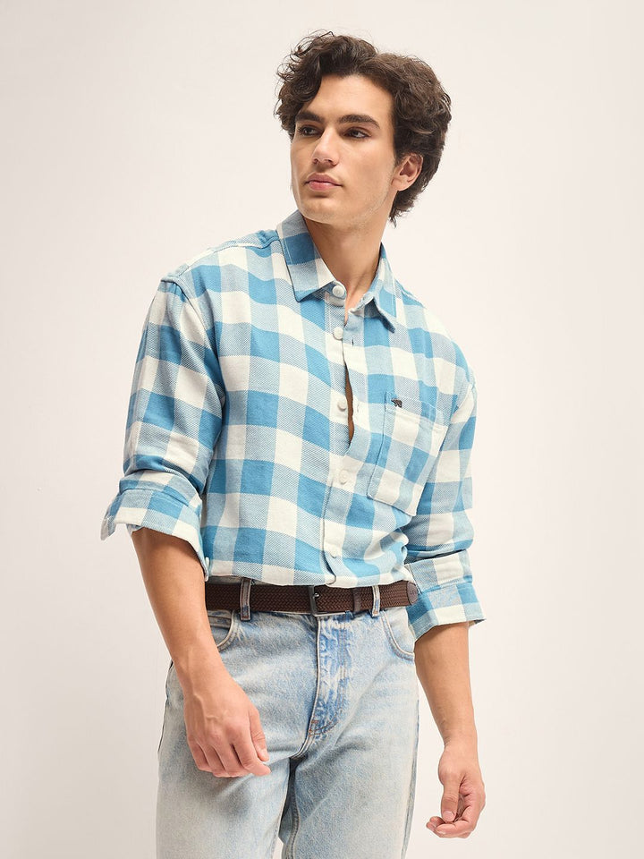 THE BEAR HOUSE Men Gingham Checks Opaque Checked Casual Shirt
