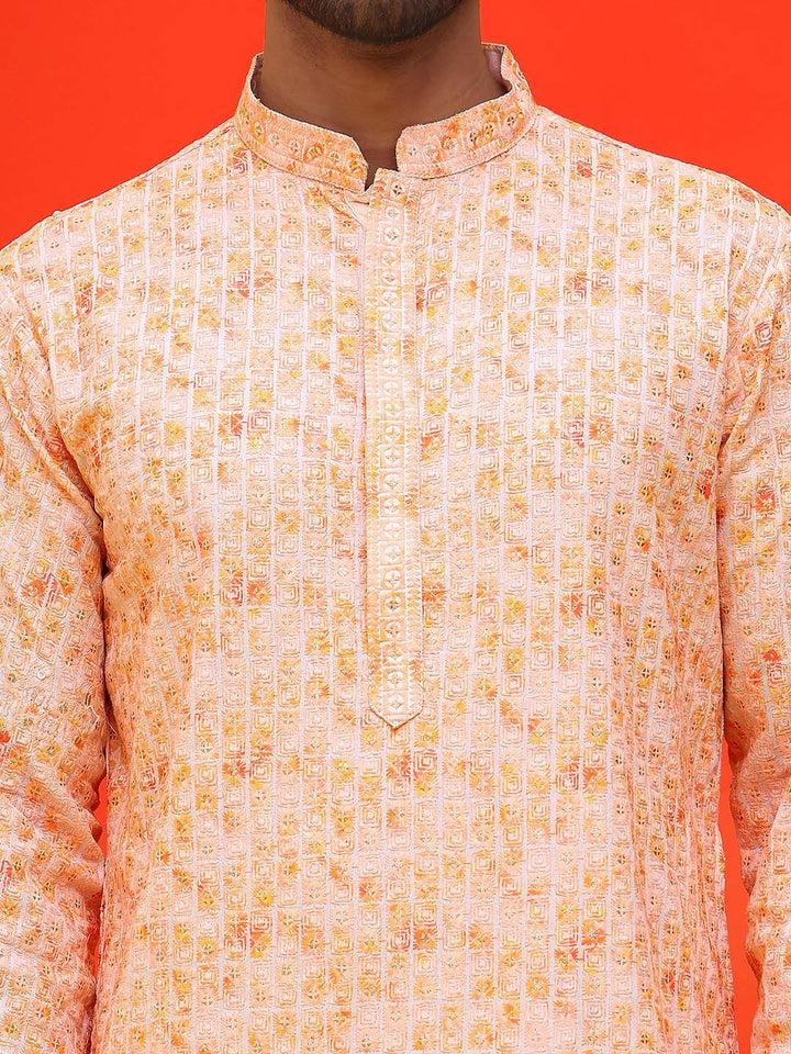 Jompers Men Embroidered Regular Sequinned Kurta with Pyjamas