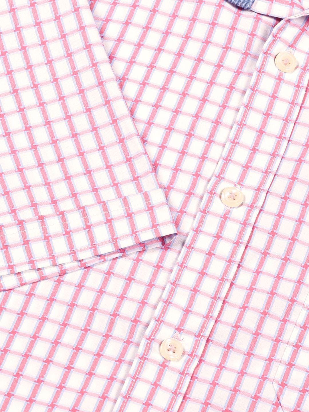 Thomas Scott Men Smart Spread Collar Gingham Checked Cotton Formal Shirt