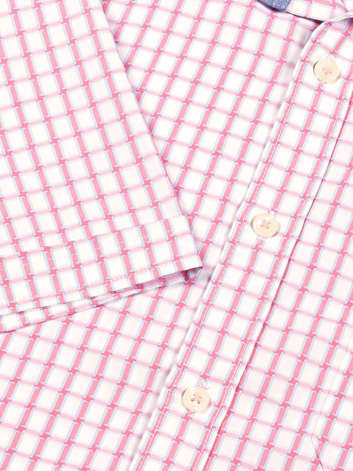 Thomas Scott Men Smart Spread Collar Gingham Checked Cotton Formal Shirt