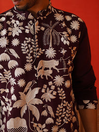 Jompers Men Floral Embroidered Regular Chikankari Kurta with Pyjamas