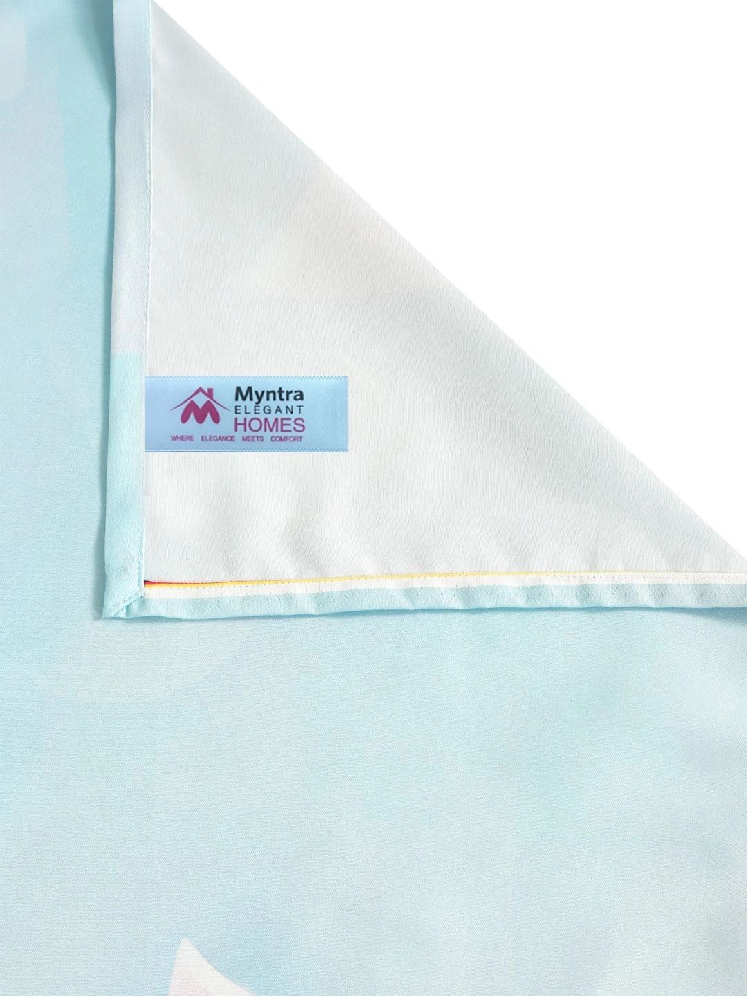 Myntra Elegant Homes White & Turquoise Blue 400 TC King Bedsheet with 2 Pillow Covers