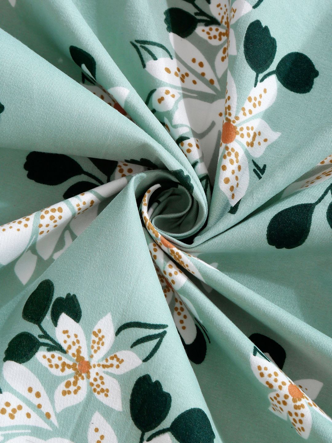 KLOTTHE Green Floral 300 TC Cotton Blend Dilengkapi Cadar Katil Double dengan 2 Sarung Bantal