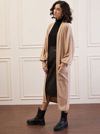 SASSAFRAS Open Front Balloon Sleeves Longline Shrug