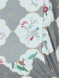 Myntra Elegant Homes Grey Floral Printed 300 TC Fitted King Bedsheet Set 2.70 m x 2.70 m