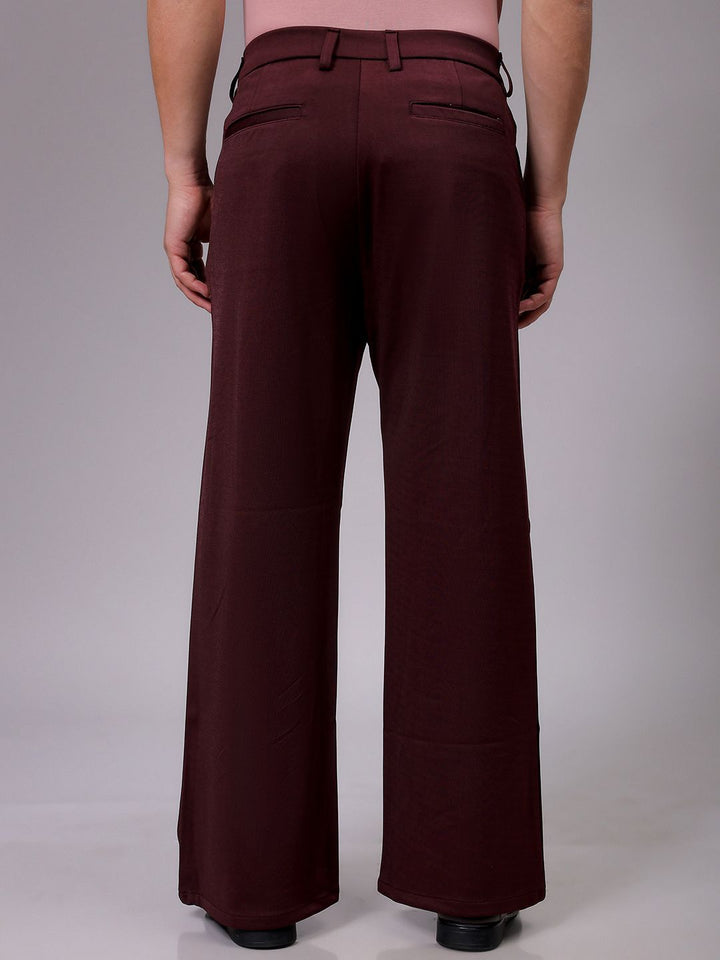 The Indian Garage Co Men Flared Mid-Rise Pleated Wide Leg Trousers
