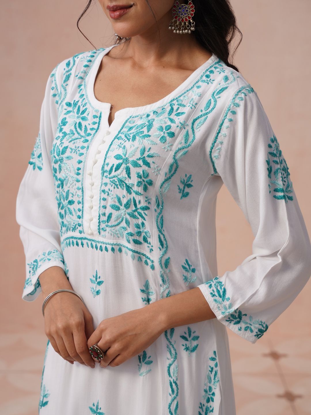 Rumah Wanita Chikankari Sulam Kurta Chikankari