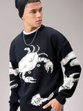 The Indian Garage Co Men Acrylic Graphic Printed Round Neck Pullover Sweaters