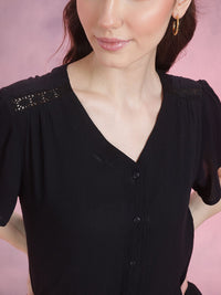 DressBerry Crinkled Shirt Style Top