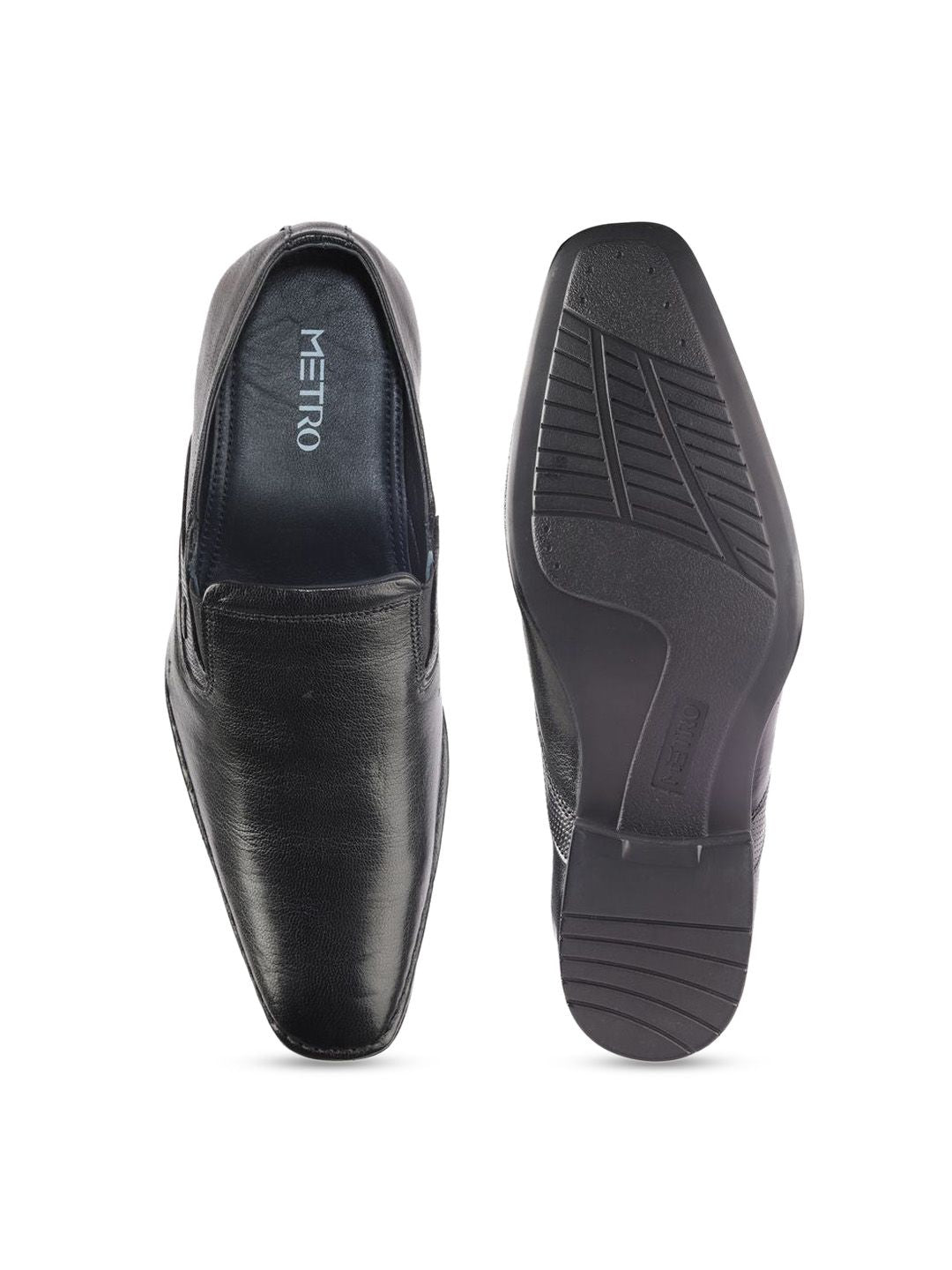 Metro Men Textured Formal Slip On Shoes