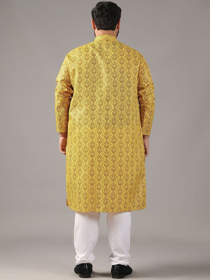 SOJANYA PLUS Saiz Motif Etnik Bercetak Kolar Jalur Kurta Lurus