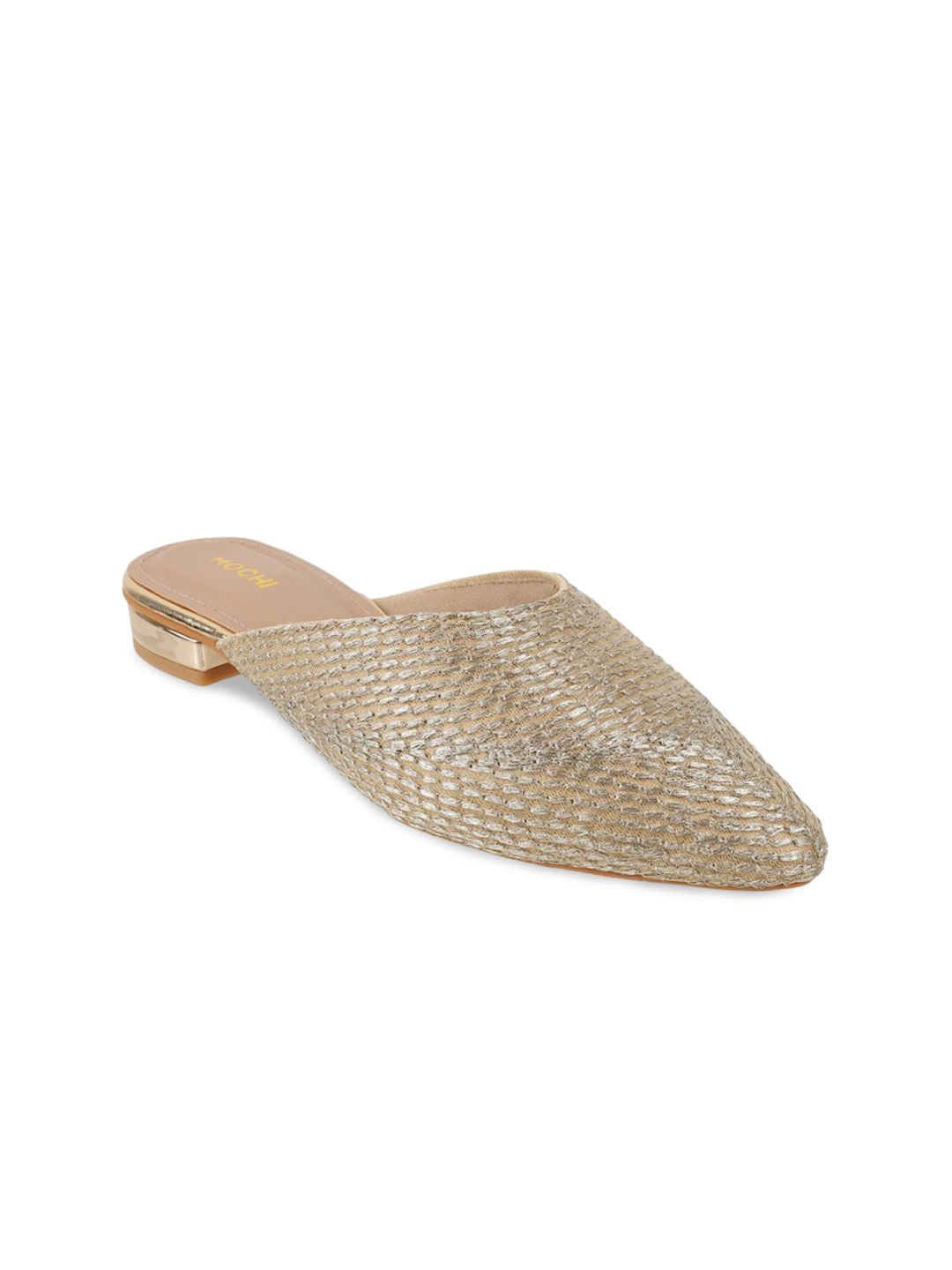 Mochi Women Woven Design Block Heel Mules