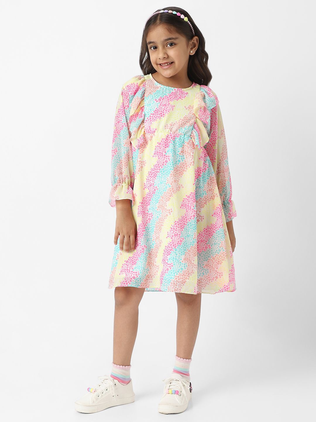 Nauti Nati Girls Bell Sleeve Ruffled A-Line Dress
