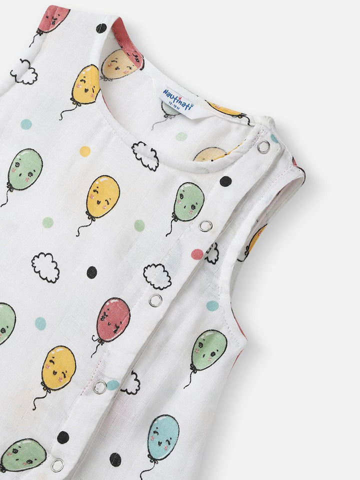 Nauti Nati Girls Printed Pure Cotton Top With Shorts