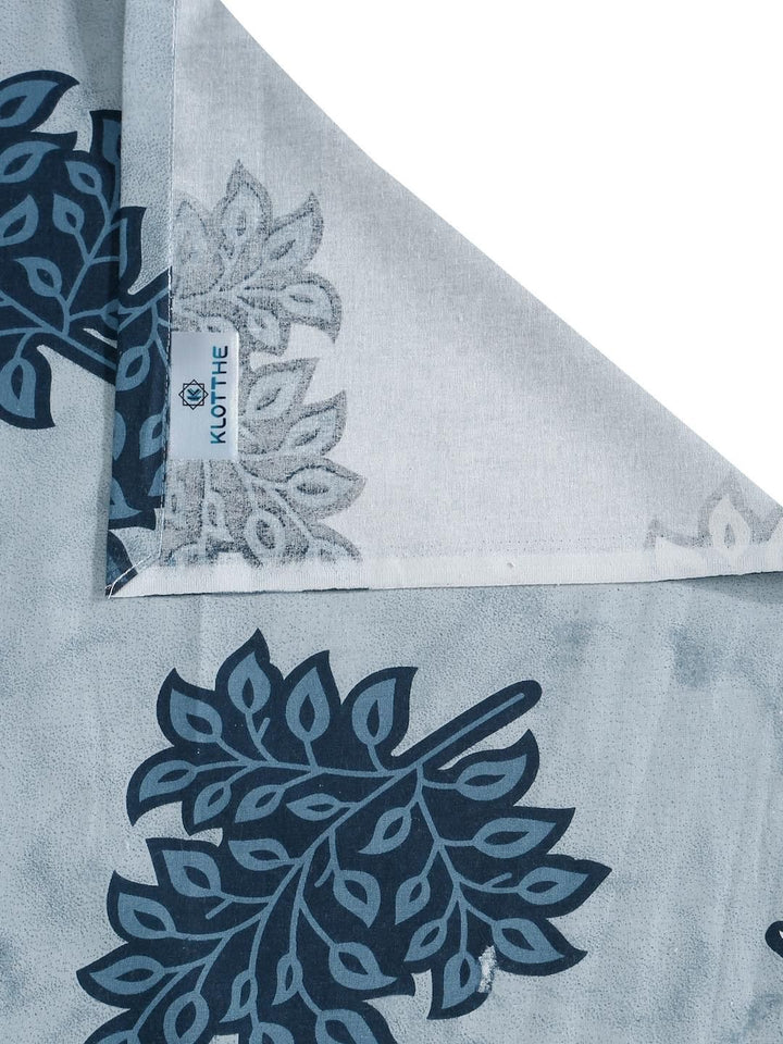 KLOTTHE Blue Floral 400 TC King Bedsheet with 2 Pillow Covers