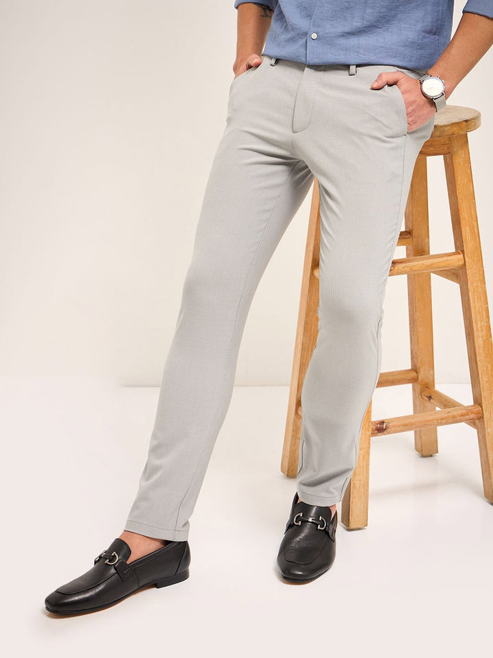 THE BEAR HOUSE Men Slim Fit 4 Way Stretch Formal Trousers